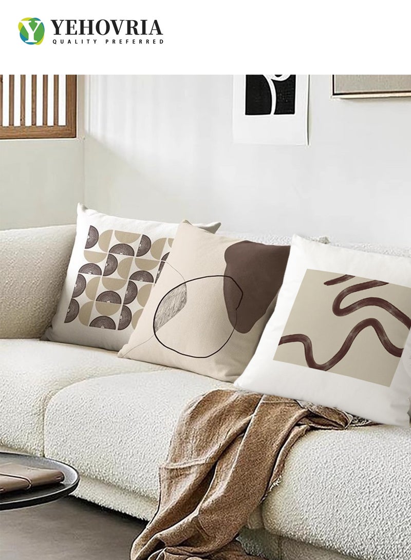 YEHOVRIA Cushion Covers Set of 4, Throw Pillow Cover, Abstract Modern Decorative Couch Pillow Case 45cm x 45cm, For Living Room Sofa Car Couch Bed Pillowcases 18x18 inches（Double sided pattern） - Image 2