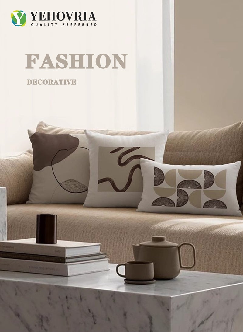 YEHOVRIA Cushion Covers Set of 4, Throw Pillow Cover, Abstract Modern Decorative Couch Pillow Case 45cm x 45cm, For Living Room Sofa Car Couch Bed Pillowcases 18x18 inches（Double sided pattern） - Image 4