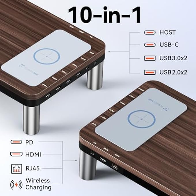 rayihni TOBENONE MACBOOK DOCKING STATION 10 IN 1 (MONITOR STAND), USB C DOCKING STATION WITH 4K@60HZ HDMI, 100W POWER SUPPLY, 5 USB PORTS, ETHERNET, FOR MACBOOK PRO/PRO MAX/AIR/M1 M2 M3 M4, IMAC, MAC MINI - Image 2