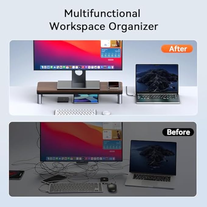 rayihni TOBENONE MACBOOK DOCKING STATION 10 IN 1 (MONITOR STAND), USB C DOCKING STATION WITH 4K@60HZ HDMI, 100W POWER SUPPLY, 5 USB PORTS, ETHERNET, FOR MACBOOK PRO/PRO MAX/AIR/M1 M2 M3 M4, IMAC, MAC MINI - Image 3