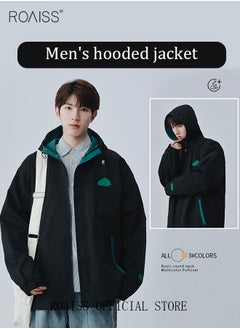 roaiss Oversize Hooded Jacket Men Baggy Coats Streetwear Zip Up Outerwear Windbreaker Tops  - Image 4