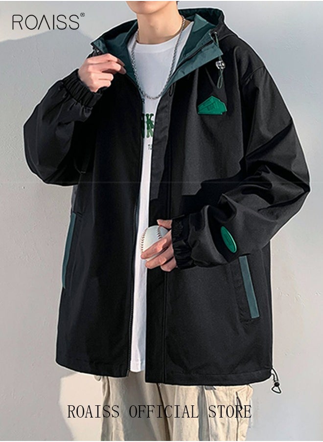 Oversize Hooded Jacket Men Baggy Coats Streetwear Zip Up Outerwear Windbreaker Tops - pzsku/Z1F0DDFCC3317E705D444Z/45/_/1721038518/5d56a166-b881-437c-9228-b07ea8463631