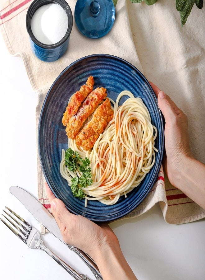 HASENSE Pasta Bowls, 32 Oz Ceramic Serving Bowls Set of 4-8.7 Inch Serving Dishes for Salad, Pasta, Soup, Fruit - Blue Dinner Plate Bowls for Home Gift, Dishwasher & Microwave Safe - Image 5