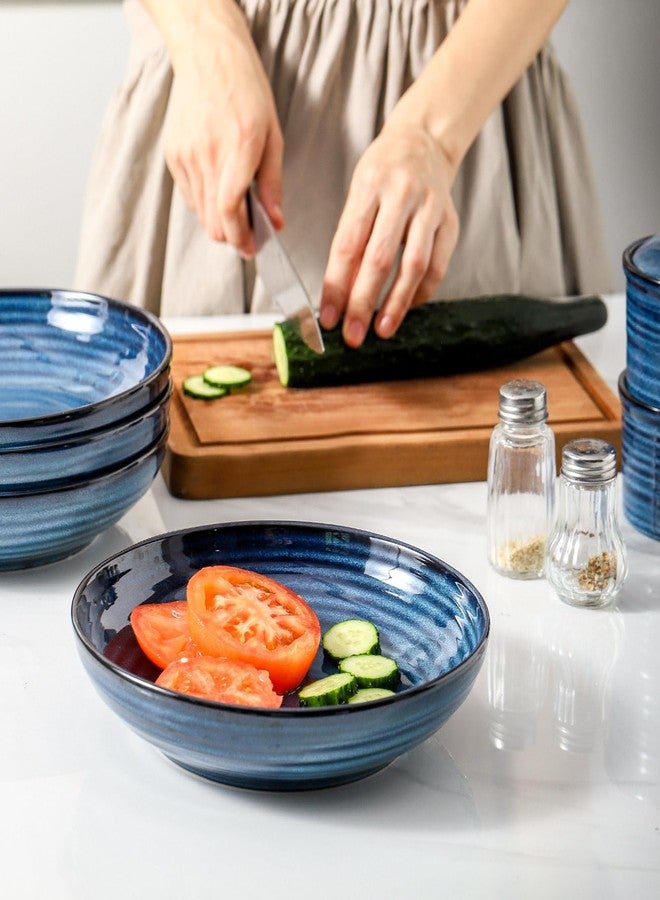 HASENSE Pasta Bowls, 32 Oz Ceramic Serving Bowls Set of 4-8.7 Inch Serving Dishes for Salad, Pasta, Soup, Fruit - Blue Dinner Plate Bowls for Home Gift, Dishwasher & Microwave Safe - Image 4