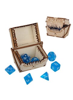 CZYY Dnd Mimic Chest Dice Jail Prison With A Random Polyhedral Dice Set Wood Laser Cut And Etched Dice Storage Box For Your Bad Dice (Dice Jail C)  - Image 1