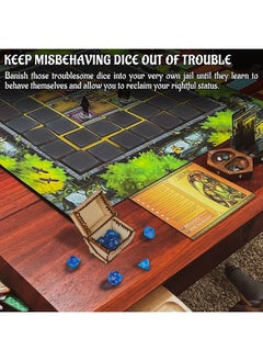CZYY Dnd Mimic Chest Dice Jail Prison With A Random Polyhedral Dice Set Wood Laser Cut And Etched Dice Storage Box For Your Bad Dice (Dice Jail C)  - Image 4