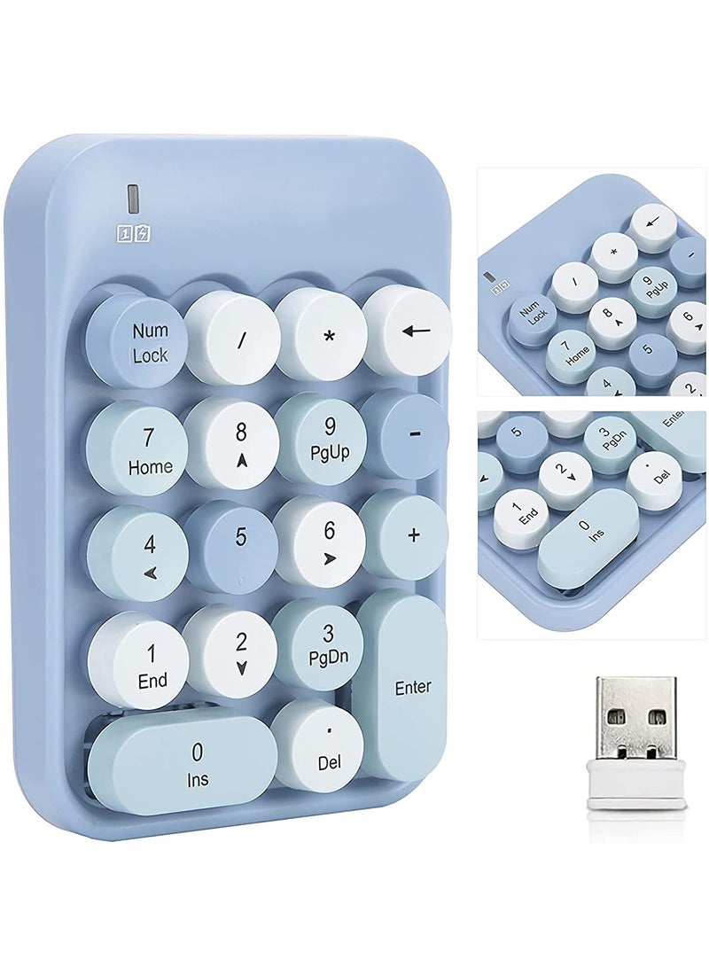 Retro Wireless Numeric Keypad with Round Keycaps - 18-Key Portable Number Keyboard with USB Receiver for Easy Data Entry - Image 1