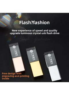 Generic Crystal USB Flash Disk Usb3.0 Luminous Acrylic USB Flash Disk 16G Gift Music Laser Inner Carving Logo32g128g-Color:Rose Gold-Capacity:16GB  - Image 2