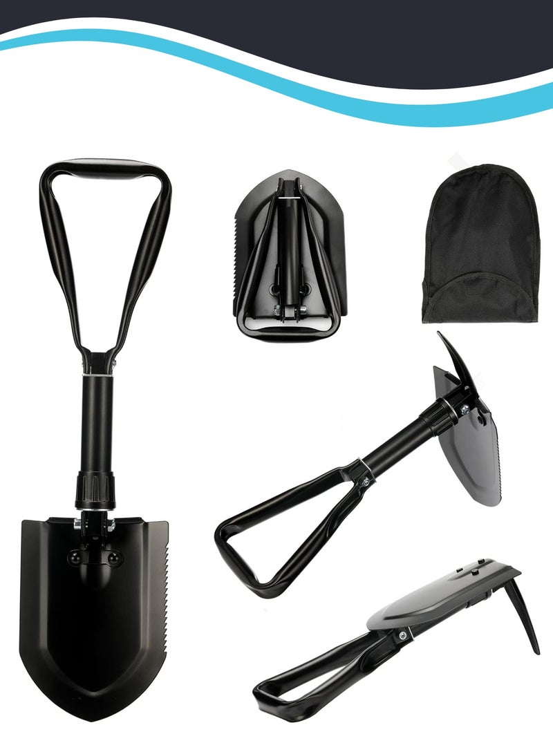 Folding Shovel– Entrenching Tool 18.25 Inch Foldable Camping Shovel w/Wood Saw Edge and Tactical Shovel Carry Case - Image 1