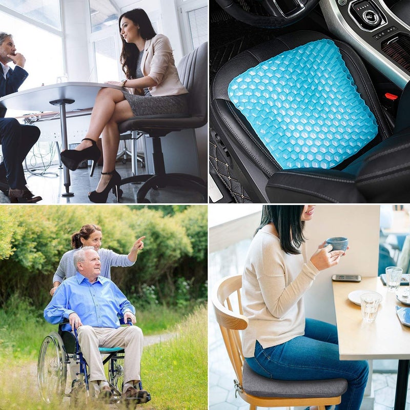 Gel Seat Cushion with Non Slip Chair Pad Cover Breathable Honeycomb Prevents Soft Seat Pad Sweaty Bottom for Office Car Wheelchair, Egg Chair Cushion Pain Relieve Fatigue Back,Sciatica - Image 4