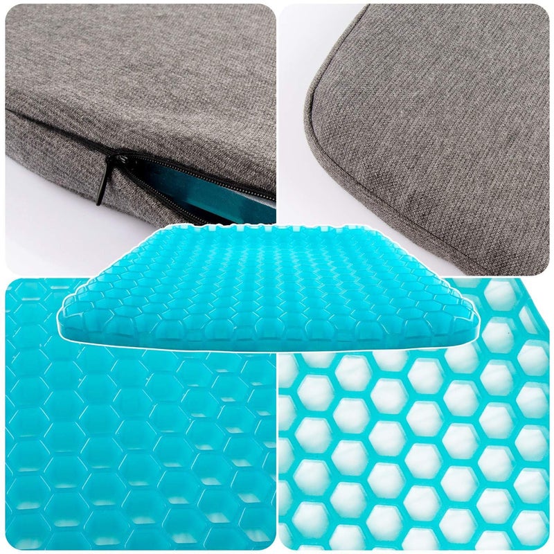 Gel Seat Cushion with Non Slip Chair Pad Cover Breathable Honeycomb Prevents Soft Seat Pad Sweaty Bottom for Office Car Wheelchair, Egg Chair Cushion Pain Relieve Fatigue Back,Sciatica - Image 3