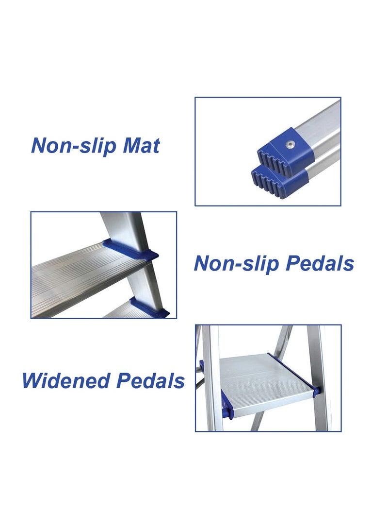 اي ام سي سلم EMC الألومنيوم القابل للطي، تصميم خفيف الوزن محمول، أقدام غير قابلة للانزلاق (3 خطوات) - Image 3