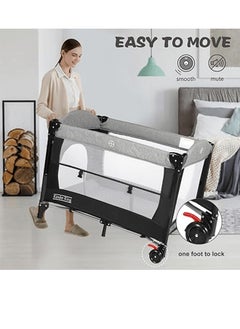 Portable Baby Playard, 5-in-1 Pack and Play, Baby Bedside Sleeper with Bassinet, Multifunction Bedside Crib from Newborn to Toddlers, U-Shaped Diaper Changer, Playard, Safety Strap, Luxury Mosquito Ne - pzsku/Z1F0DFFCE2A14FAEBD249Z/45/_/1735630011/fbb6518f-548e-494b-9b74-1fb7f7861285