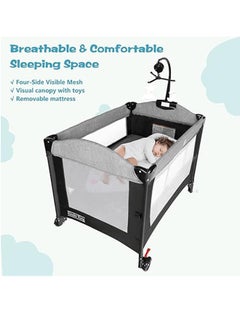 Portable Baby Playard, 5-in-1 Pack and Play, Baby Bedside Sleeper with Bassinet, Multifunction Bedside Crib from Newborn to Toddlers, U-Shaped Diaper Changer, Playard, Safety Strap, Luxury Mosquito Ne - pzsku/Z1F0DFFCE2A14FAEBD249Z/45/_/1735630020/4b6b9d55-821e-4ddb-bea6-3c72a8725597