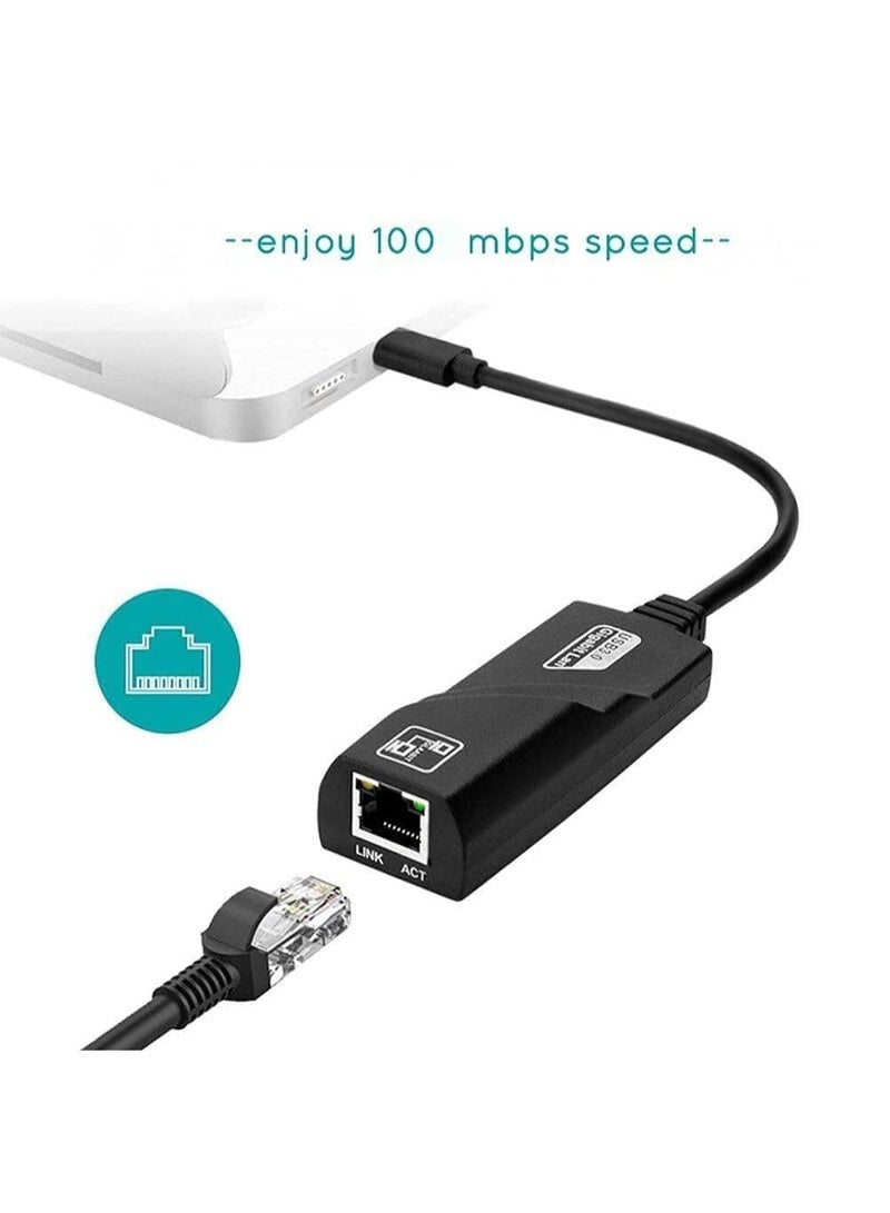 CABLE CONV Type-C to Gigabit Ethernet Adapter – RJ45 LAN Converter 1000Mbps for MacBook, Windows Laptop - Image 2