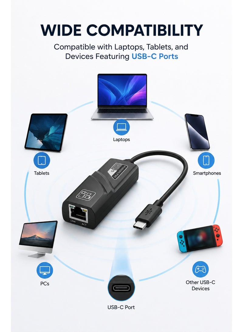 ​كابل كونف محول AL900C من النوع C إلى جيجابت إيثرنت – محول شبكة محلية RJ45 بسرعة 1000 ميجابت في الثانية لأجهزة ماك بوك وأجهزة الكمبيوتر المحمولة التي تعمل بنظام ويندوز - Image 5