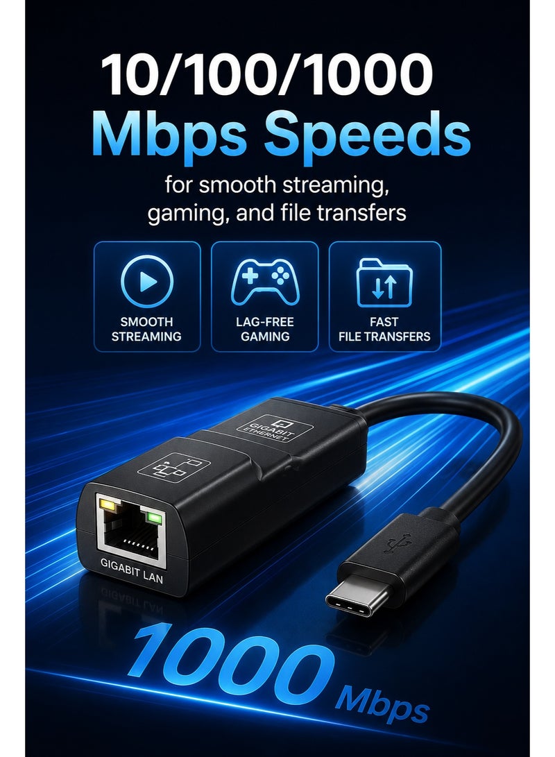 ​كابل كونف محول AL900C من النوع C إلى جيجابت إيثرنت – محول شبكة محلية RJ45 بسرعة 1000 ميجابت في الثانية لأجهزة ماك بوك وأجهزة الكمبيوتر المحمولة التي تعمل بنظام ويندوز - Image 4