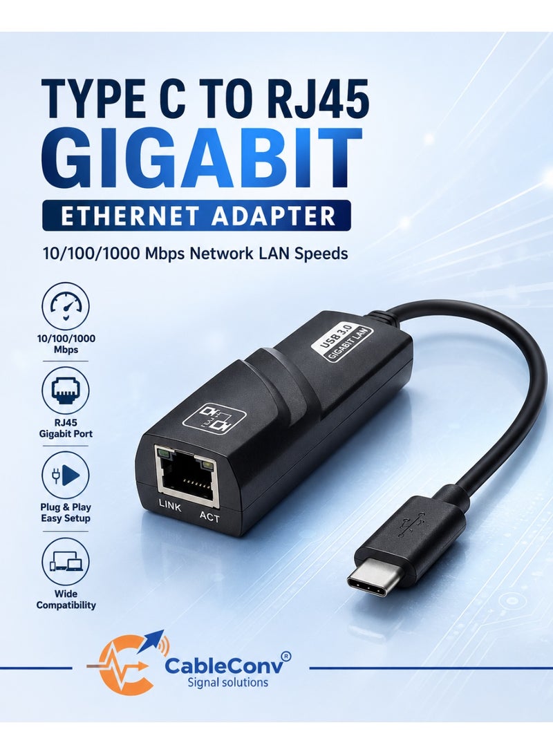 ​كابل كونف محول AL900C من النوع C إلى جيجابت إيثرنت – محول شبكة محلية RJ45 بسرعة 1000 ميجابت في الثانية لأجهزة ماك بوك وأجهزة الكمبيوتر المحمولة التي تعمل بنظام ويندوز - Image 1