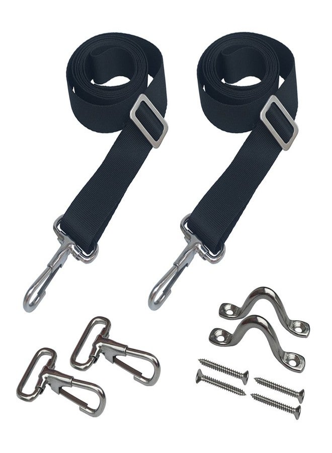 Vtete 2 PCS Adjustable Bimini Boat Top Straps with Loops + Snap Hooks + Eye Straps - 28"~60" Stainless Steel Boat Awning Hardware - Image 1