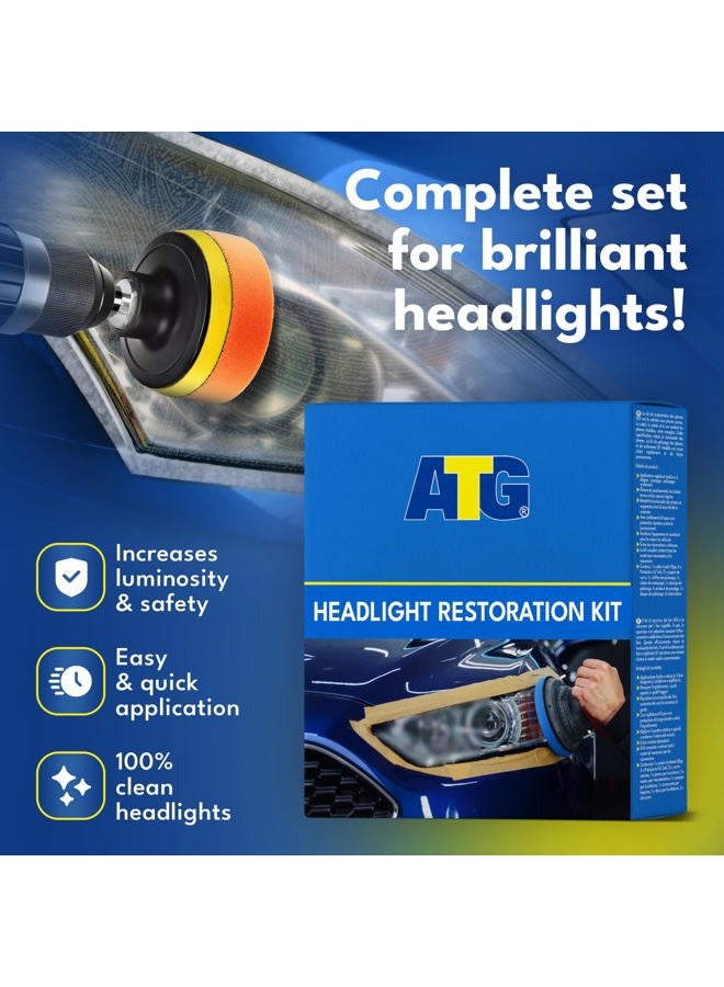 ATG Full Headlight Restoration Kit | Renew Cloudy Lights with Polish and UV Protection | Headlight Polish | Headlight Cleaner and Restorer Kit | Headlight Restore - Image 4