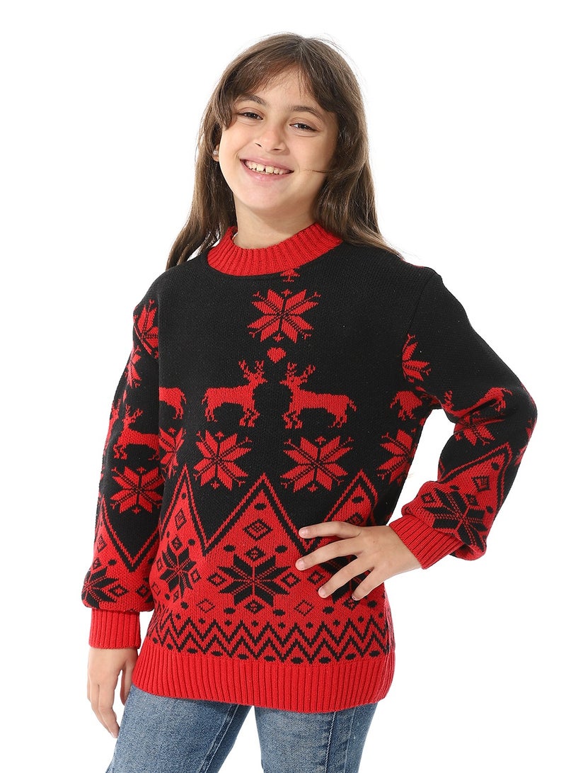 سيزار بلوفر صوف بناتي  مصصم بألوان متعددة - Image 3