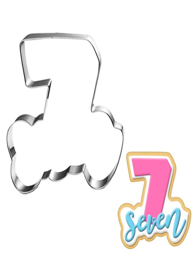 LUBTOSMN Large Number Seven Cookie Cutter with Word-4 Inch-Diswasher Safe-#7 Fondant Cookie Cutter Shape - Image 1