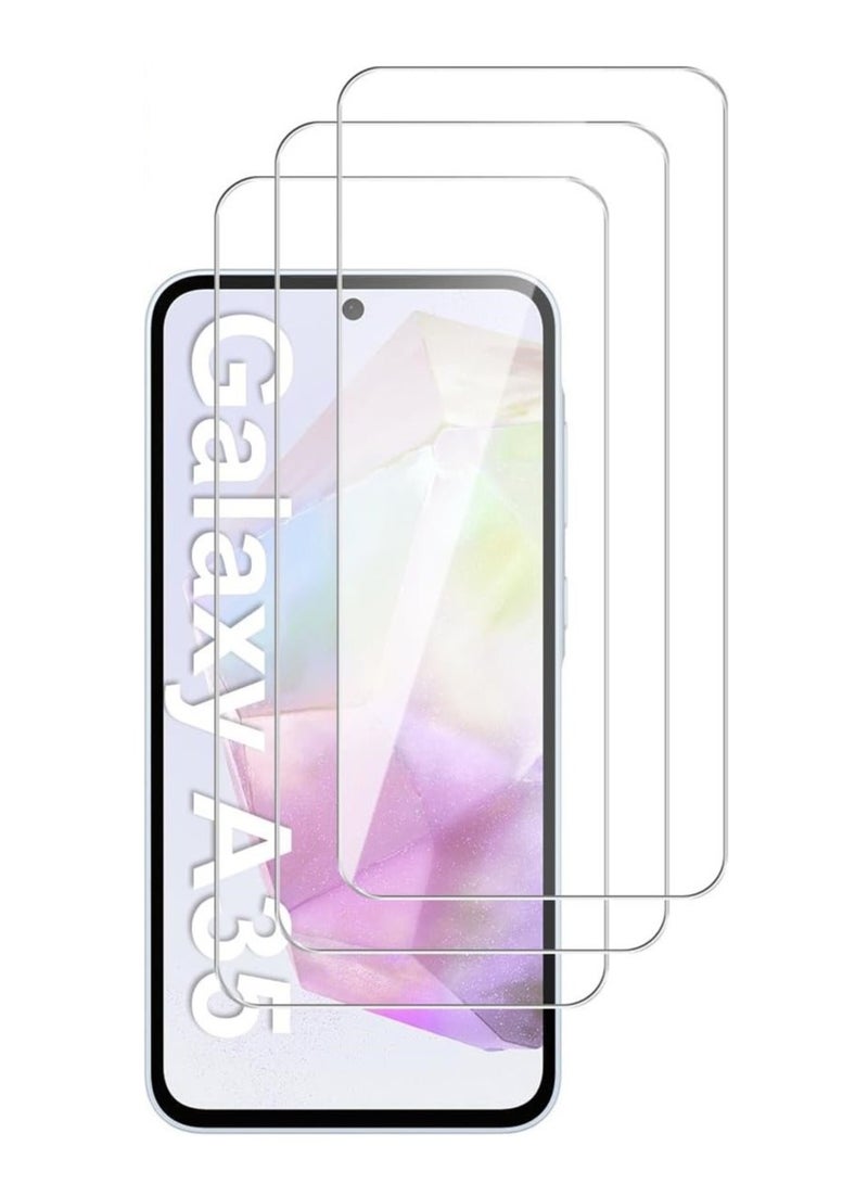 BORTONY Samsung Galaxy A35 5G Screen Protector Pack of 3 Ultra-clear Shatterproof Anti-Scratch Film Bubble Free Full Coverage Tempered Glass For Samsung Galaxy A35 - Image 1