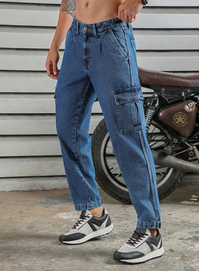 هاي ستار جينز بقصة عادية وخصر متوسط بجيوب كارغو من ستايلي - Image 4