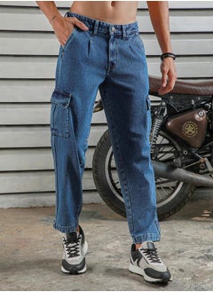 HIGH STAR Mid Rise Regular Fit Jeans with Cargo Pockets by Styli  - Image 3