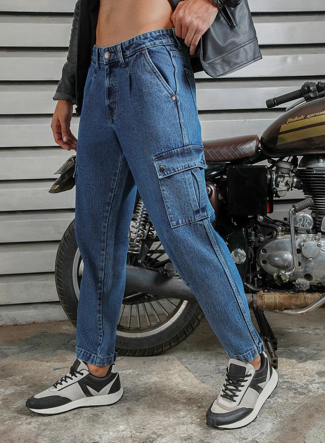 هاي ستار جينز بقصة عادية وخصر متوسط بجيوب كارغو من ستايلي - Image 2