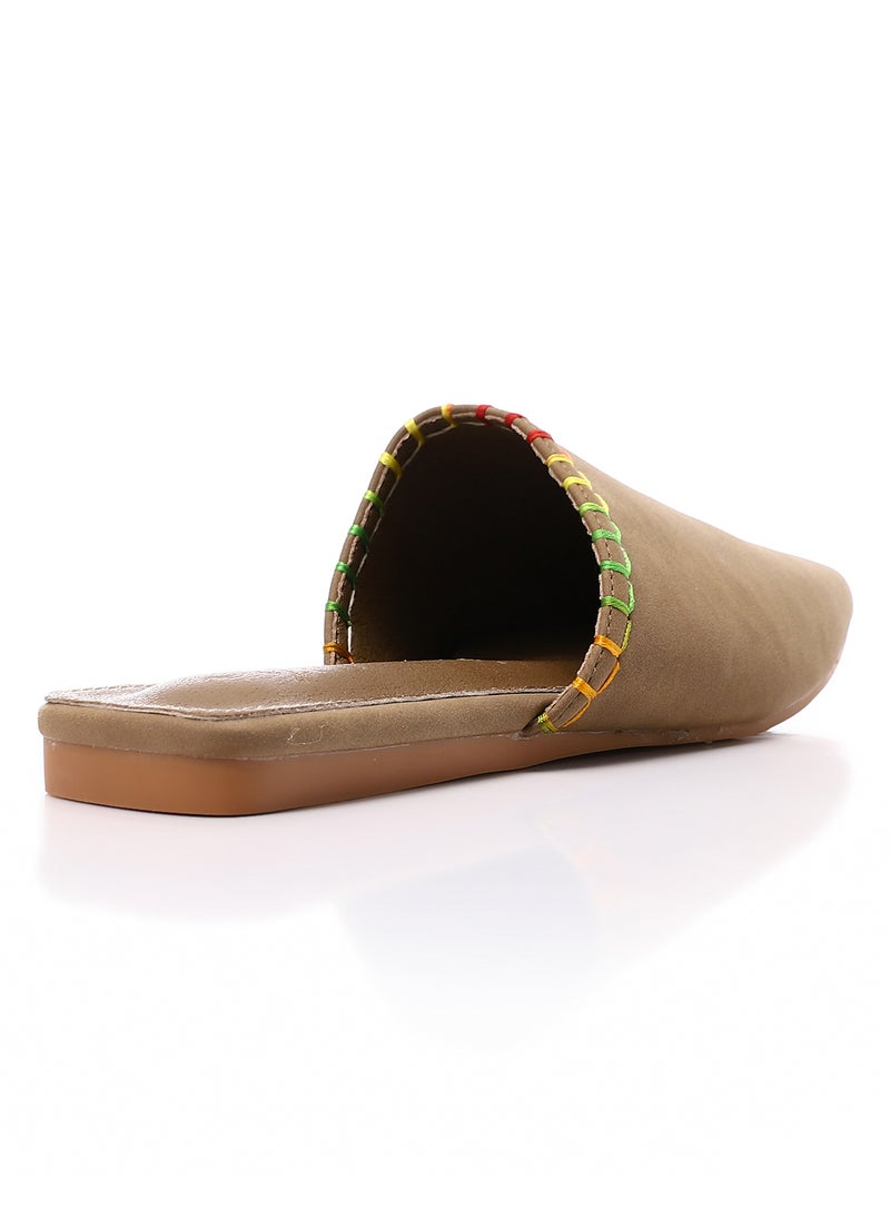 DejaVu - Textured Leather Slip On Flat Mules - Image 1