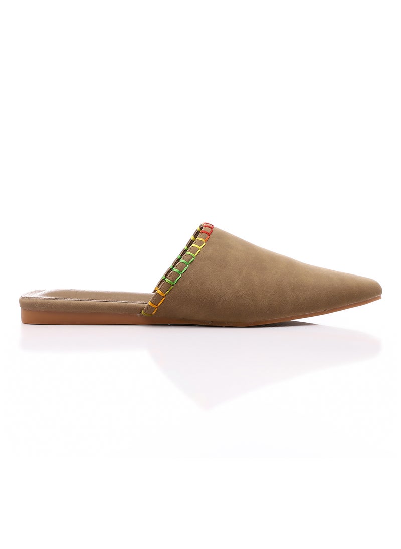DejaVu - Textured Leather Slip On Flat Mules - Image 1