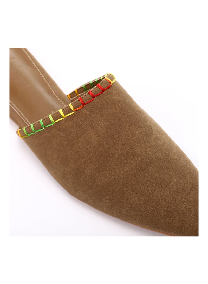 DejaVu - Textured Leather Slip On Flat Mules - Image 1