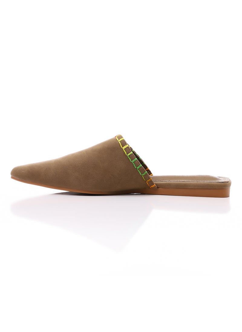 DejaVu - Textured Leather Slip On Flat Mules - Image 1