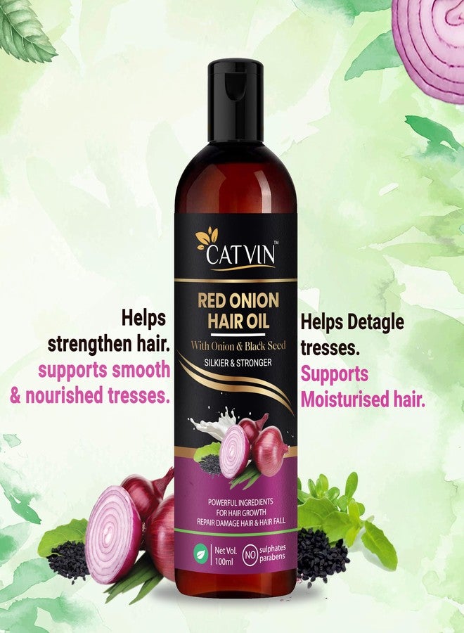 CATVIN Red Onion with Black Seed Hair Oil for Men and Women | Repair Damage Hair and Hair Fall | Promotes Hair Growth - 100 ML - Image 4