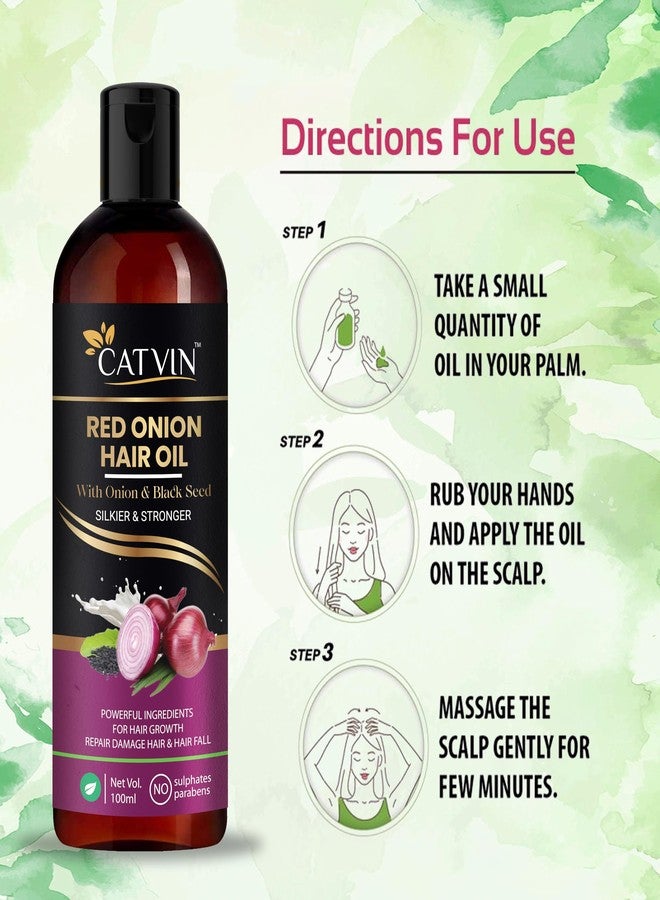 CATVIN Red Onion with Black Seed Hair Oil for Men and Women | Repair Damage Hair and Hair Fall | Promotes Hair Growth - 100 ML - Image 5