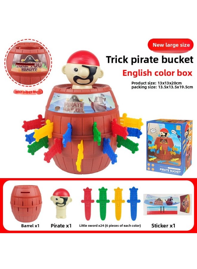 One Piece Crocodile Finger Biting Toy Shark Tooth Extraction Parent-Child Game Evil Dog Biting Toy Tricky Props-Color:[english Color Box] 929-13 Large - Pirate Bucket (with Piggy Bank) 359g - Image 1