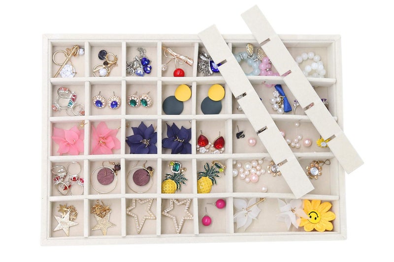 Stratalife Earring Organizer Stackable Jewelry Tray Drawer Organizer Removable Display Tray Organizer for Jewelry Necklace Earring Drawer Insert (40 Grid) - Image 3