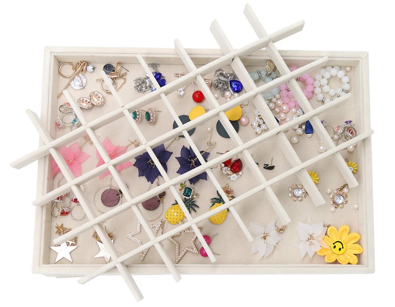 Stratalife Earring Organizer Stackable Jewelry Tray Drawer Organizer Removable Display Tray Organizer for Jewelry Necklace Earring Drawer Insert (40 Grid) - Image 4