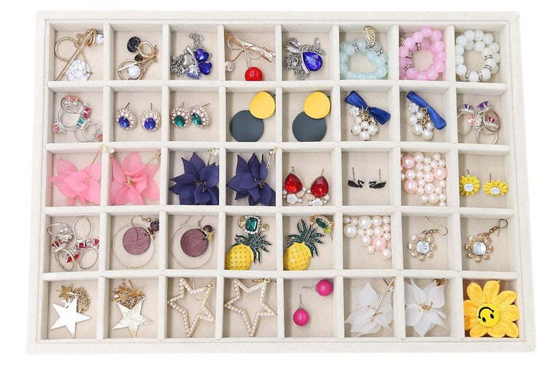 Stratalife Earring Organizer Stackable Jewelry Tray Drawer Organizer Removable Display Tray Organizer for Jewelry Necklace Earring Drawer Insert (40 Grid) - Image 1