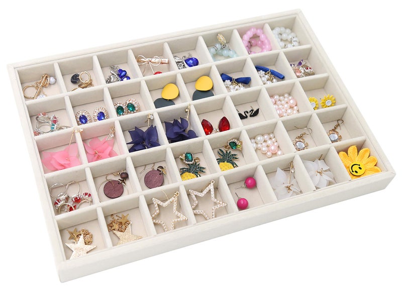 Stratalife Earring Organizer Stackable Jewelry Tray Drawer Organizer Removable Display Tray Organizer for Jewelry Necklace Earring Drawer Insert (40 Grid) - Image 5