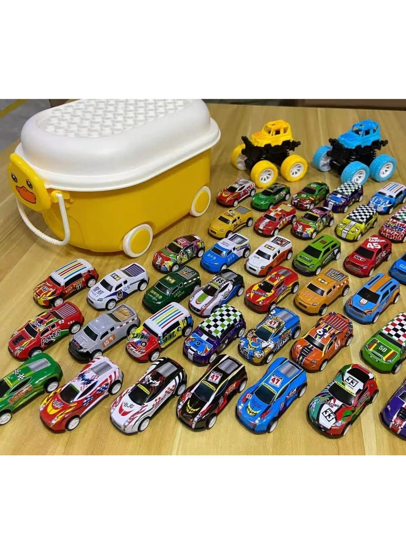 50PCS Mini Die-Cast Pull Back Cars Set with Storage Box – Colorful Metal Racing Cars for Kids - Image 1
