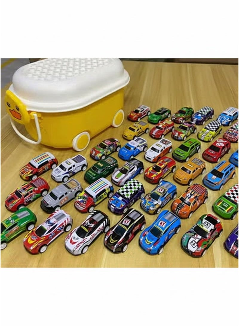 50PCS Mini Die-Cast Pull Back Cars Set with Storage Box – Colorful Metal Racing Cars for Kids - Image 1