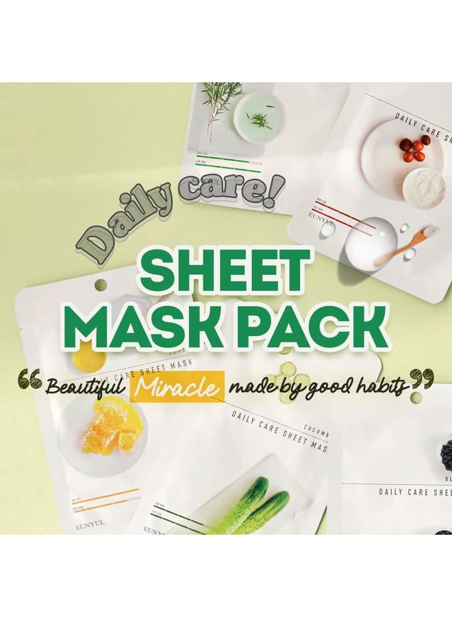 Eunyul [PACK OF 12] Daily Care Facial Sheet Mask Pack 12 types Korean Skincare Hydrating & Nourishing & Natural Ingredients for All Skin Types - Image 2