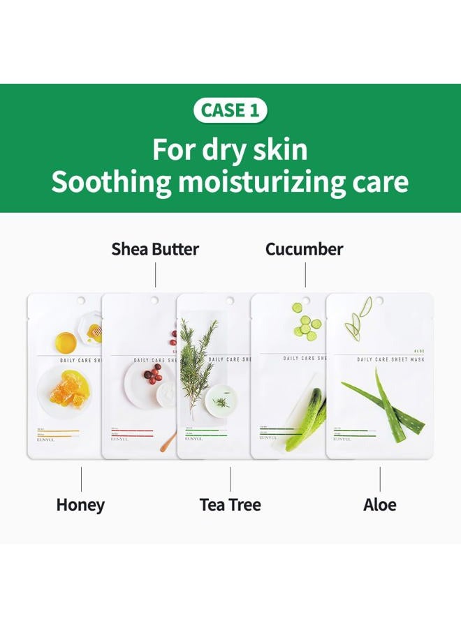 Eunyul [PACK OF 12] Daily Care Facial Sheet Mask Pack 12 types Korean Skincare Hydrating & Nourishing & Natural Ingredients for All Skin Types - Image 4