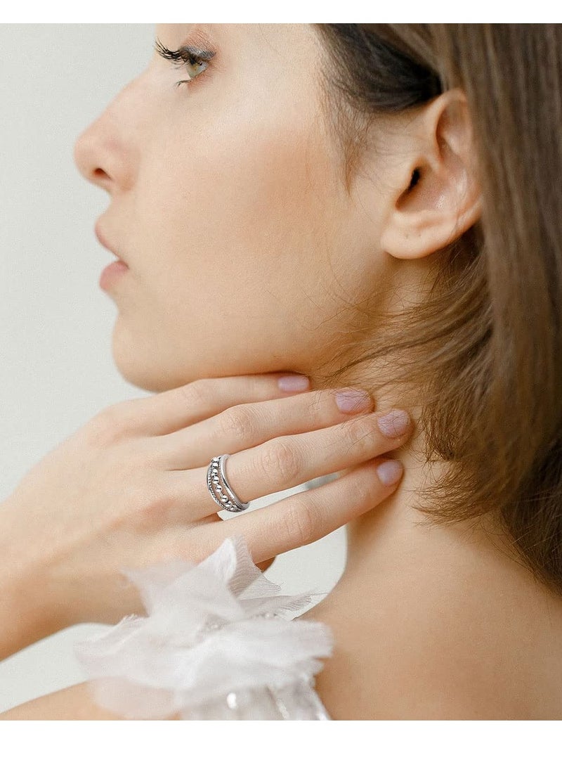 Excefore Anxiety Ring for Women, 925 Sterling Silver Anxiety Fidget Ring, Anxiety Ring with Beads Spinner, Stress Relieving Ring, Unique Jewelry Gift for Mom Wife Daughters - Image 3