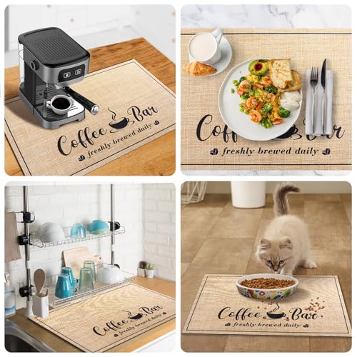 CooRug Absorbent Coffee Mat, Fashion Dish Drying Mat for Kitchen Counter Coffee Bar Accessories Espresso Machine Dish Rack 12" x 20" Beige - Image 5