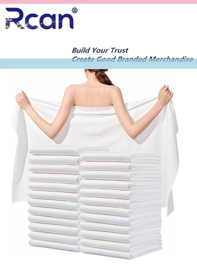ركان 25 عبوة من مناشف الحمام التي تستخدم لمرة واحدة، منشفة للجسم من القطن الخالص مع امتصاص قوي للماء، منشفة للجسم من القطن الخالص محمولة للسفر والفنادق والرحلات والتخييم، 70 × 140 سم - Image 1