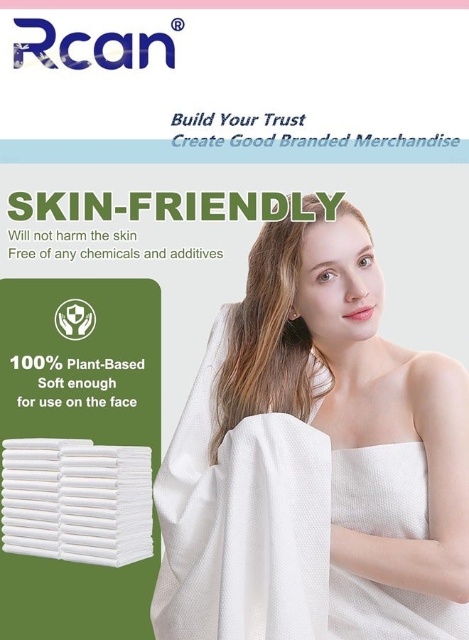 ركان 25 عبوة من مناشف الحمام التي تستخدم لمرة واحدة، منشفة للجسم من القطن الخالص مع امتصاص قوي للماء، منشفة للجسم من القطن الخالص محمولة للسفر والفنادق والرحلات والتخييم، 70 × 140 سم - Image 4