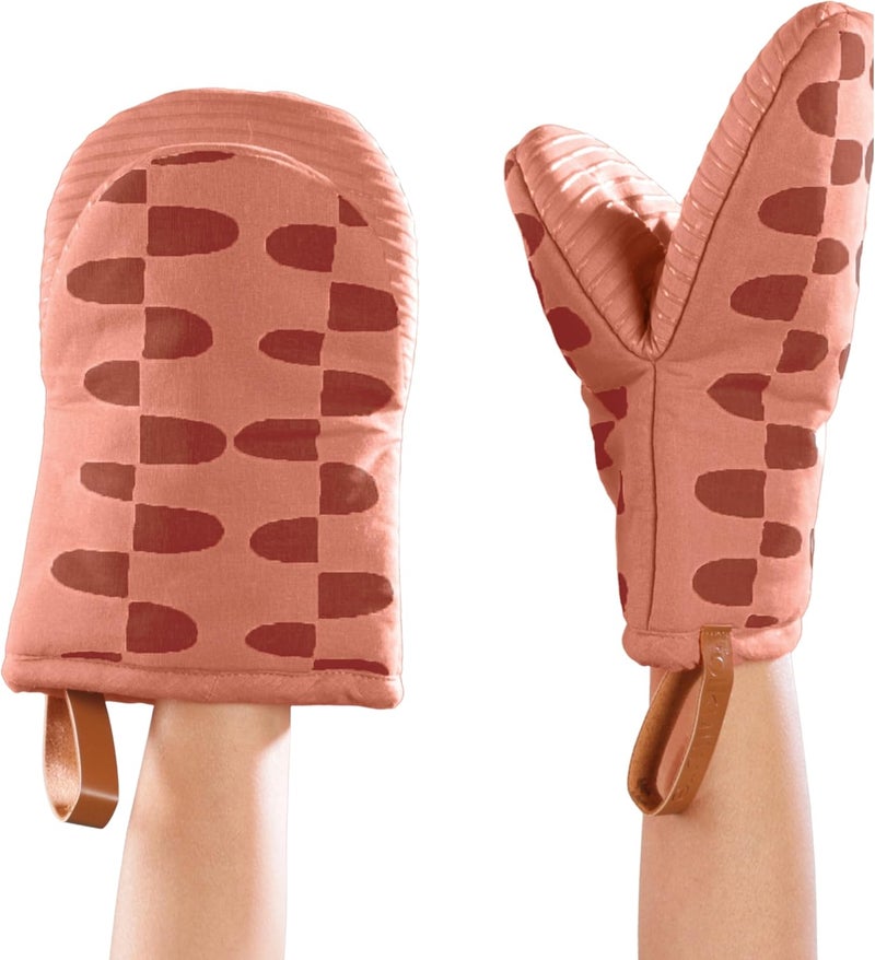 Folkulture Folkulture Mini Oven Mitts or Short Oven Mitts, Cotton Oven Gloves or Oven Mitts Heat Resistant, Set of 2 Kitchen Mitten or Silicone Oven Mit, 5.75"X9" Small Oven Mitt with Loop  - Image 1
